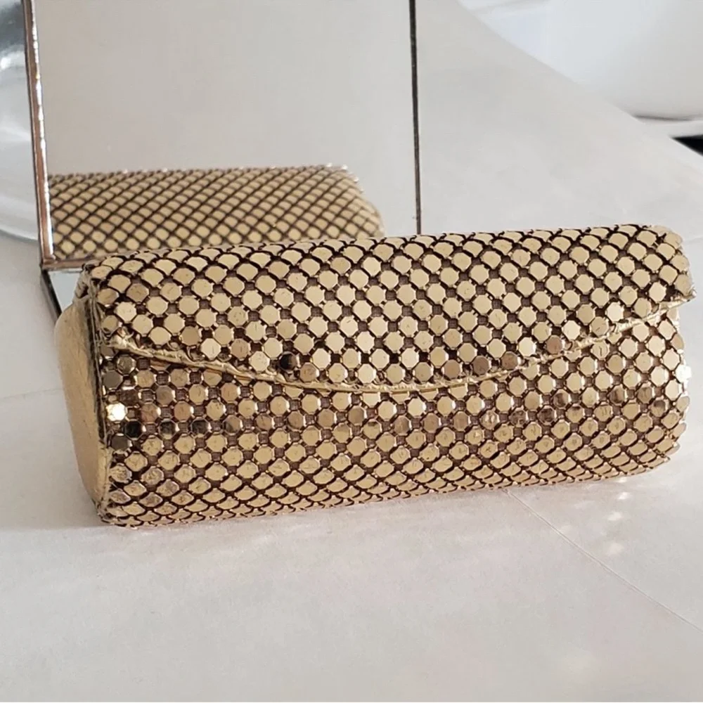 Whiting & Davis Gold Mesh compact mirror and lipstick case